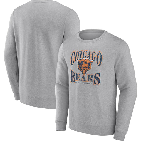 Men's Fanatics Branded Heathered Charcoal Chicago Bears Playability Pullover Sweatshirt