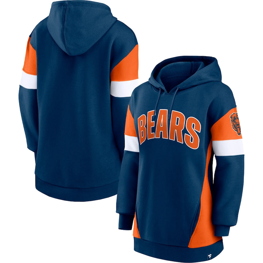 Fanatics Branded Chicago Bears Women's Navy/Orange Lock It Down Pullover Hoodie