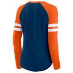 Women's Fanatics Branded Navy/Orange Chicago Bears True to Form Raglan Lace-Up V-Neck Long Sleeve T-Shirt