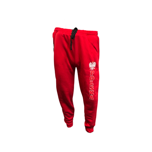 Sweatpants Red Joggers with Polish Eagle