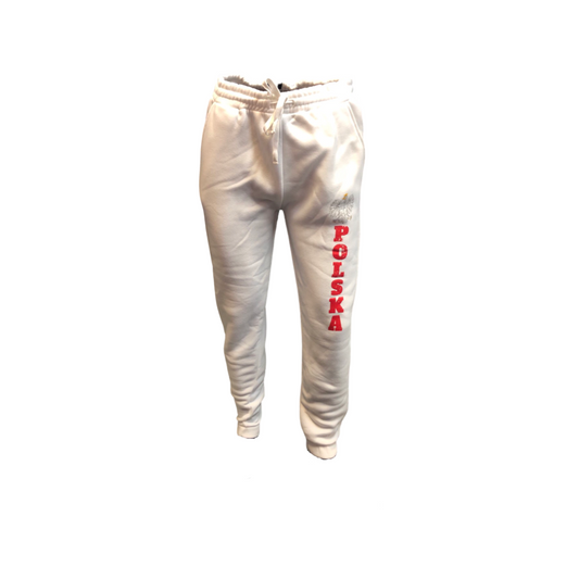 Sweatpants White Joggers with Polish Eagle