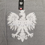 Women's Polish Polska White Printed Eagle OVER-SIZED FIT T-Shirt- Gray MADE IN POLAND