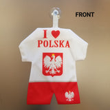 Polska Poland "I love Polska" Mini Kit Soccer Uniform Car Decoration w/ Suction