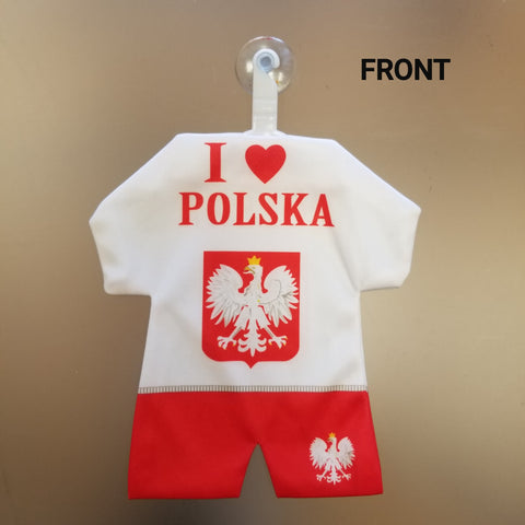 Polska Poland "I love Polska" Mini Kit Soccer Uniform Car Decoration w/ Suction