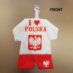 Polska Poland "I love Polska" Mini Kit Soccer Uniform Car Decoration w/ Suction - 12 Pack