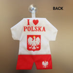 Polska Poland "I love Polska" Mini Kit Soccer Uniform Car Decoration w/ Suction - 12 Pack