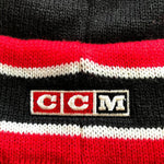 Chicago Blackhawks Vintage Oversized Logo Cuffed Knit Pom Hat NHL CCM Beanie