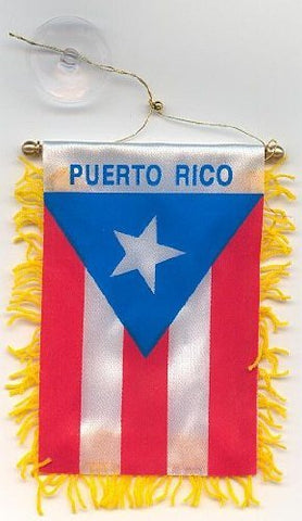 Puerto Rico Tassel Flag Mini Banner 4"x6" Pack Of Two Puerto Rico Pennant 15 x 10 CM