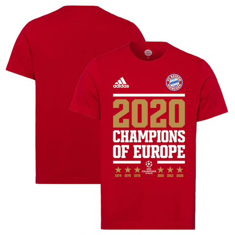 FC Bayern Munich Adidas Champions League Champions of Europe 2020 Shirt - Red