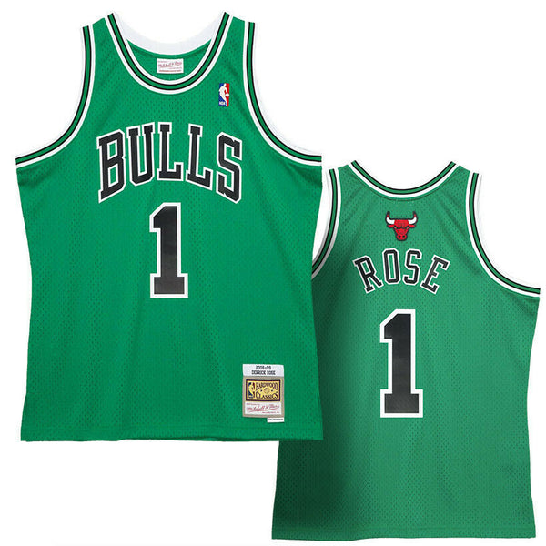 Derrick Rose in green St. Patrick's Day Bulls uniform with Deron