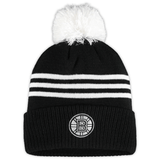 Boston Bruins NHL Adidas 3 stripe Cuffed Knit Hat With Pom - Black