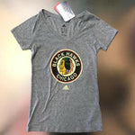 Adidas Women's RETRO NHL Chicago Blackhawks Tri Blend Heritage Tee Shirt Gray