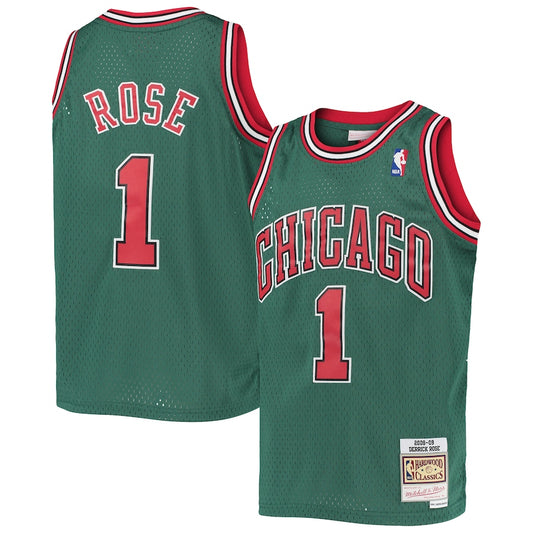 Youth Chicago Bulls Derrick Rose Mitchell & Ness Green 2008-09 Hardwood Classics Swingman Jersey