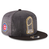 Chicago Cubs New Era 2016 World Series Champions Official Parade Locker Room 9FIFTY Snapback Adjustable Hat - Graphite/Black