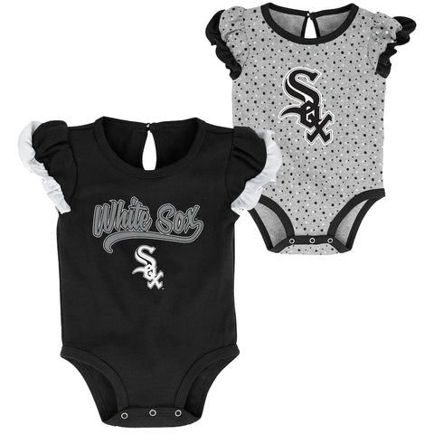 Girls Newborn /INFANT Chicago White Sox Black/Heathered Gray Scream & Shout Two-Pack Bodysuit Set
