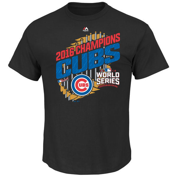 Chicago Cubs Adult Majestic 2016 World Series Champions Parade T-Shirt - Black XX-Large