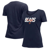 Chicago Bears New Era Women's  V-Neck T-Shirt - Navy