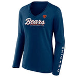 Chicago Bears Fanatics Branded Women's Drive Forward V-Neck Long Sleeve T-Shirt - Navy
