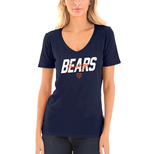Chicago Bears New Era Women's Navy V-Neck T-Shirt