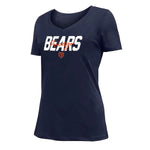 Chicago Bears New Era Women's  V-Neck T-Shirt - Navy