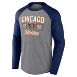 Chicago Bears Fanatics Branded Weekend Casual Tri-Blend Raglan Long Sleeve T-Shirt - Heathered Gray/Heathered Navy