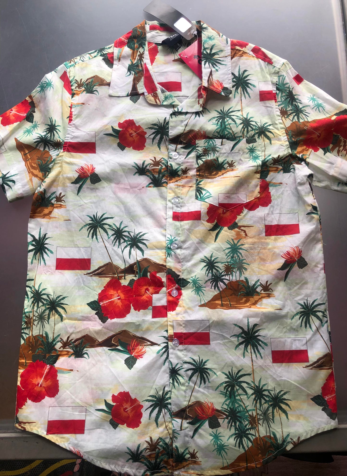 Poland Floral Button Up Hawaiian Polish  Shirt by FOCO