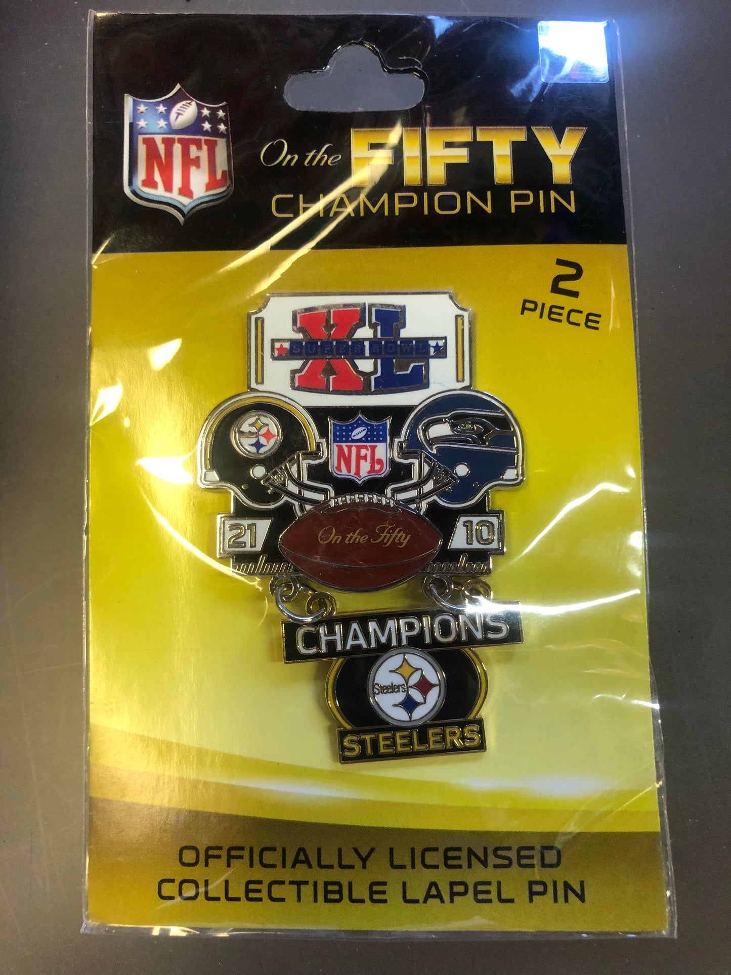 PAST SUPER BOWL CHAMPION PITTSBURGH STEELERS COLLECTOR PIN JEWELRY CARD