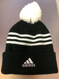 Boston Bruins NHL Adidas 3 stripe Cuffed Knit Hat With Pom - Black