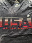 Team USA OLIMPIC  Women's Knockout V-Neck Long Sleeve T-Shirt - Navy