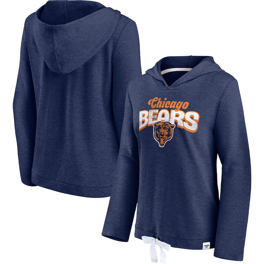 Women's Chicago Bears Fanatics Branded Heathered Navy First Team Flowy Pullover Hoodie