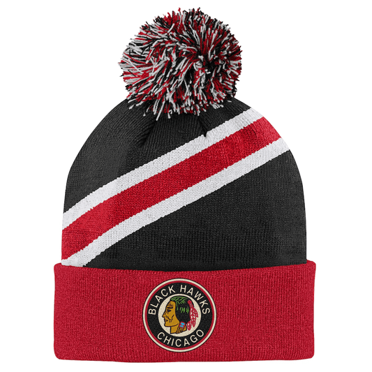 Chicago Blackhawks NHL Youth Throwback Cuffed Knit Hat w/ Pom